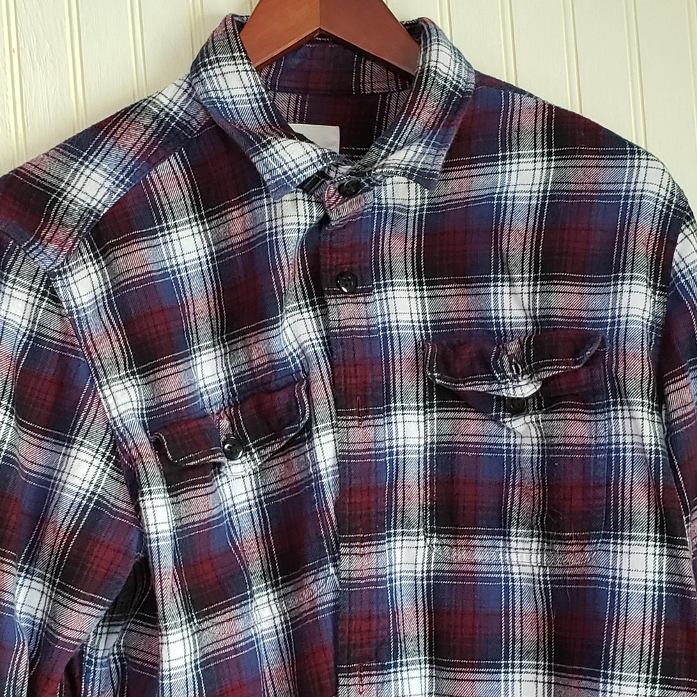 American Eagle Shirt Mens Large Red Plaid Long Sleeve Flannel Button Up Casual